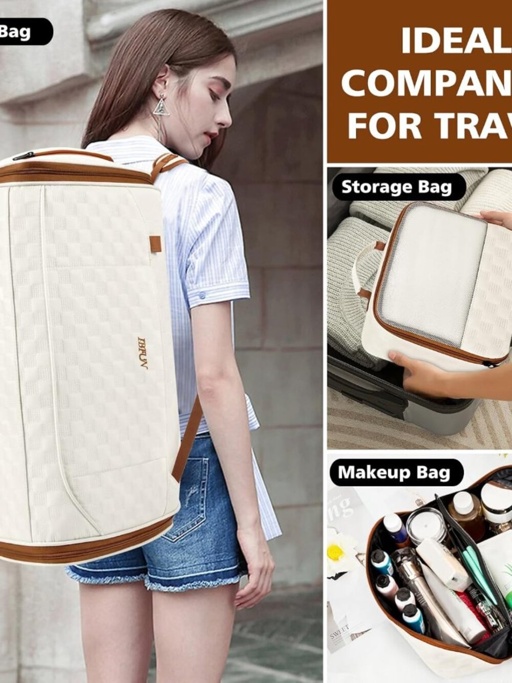 Convertible Garment Bag for Travel, 4-in-1 Backpack for Women Men, 3pcs 50L - Picture 6 of 7